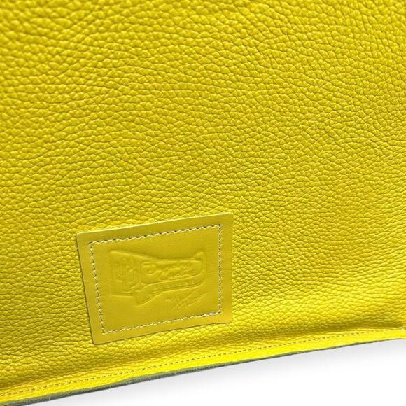 DANCING CACTUS DESIGNS Yellow Leather & Cowhide Tote Bag with Removable Strap - Picture 3 of 10